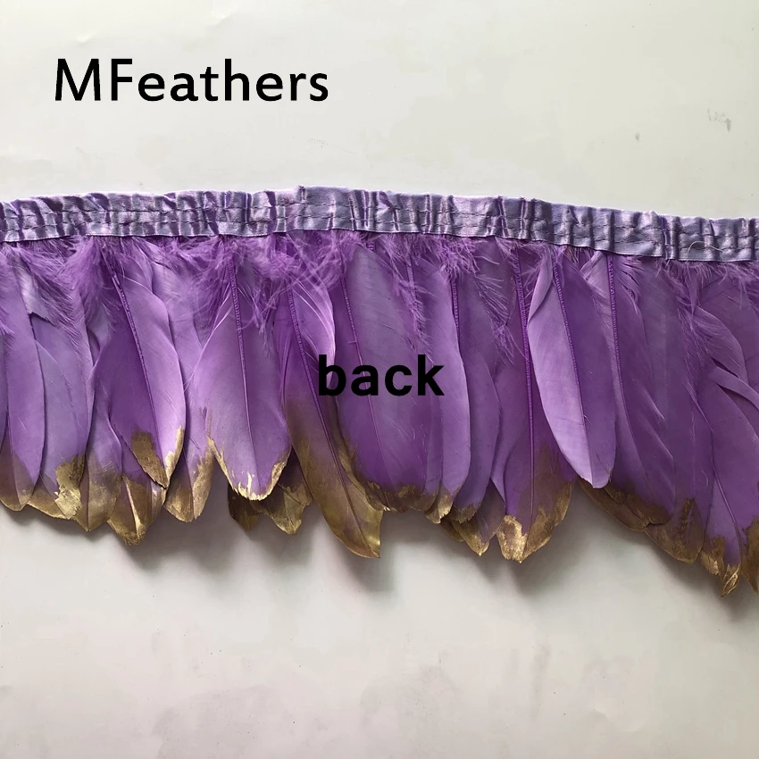 Фабрика MFeathers, дешевые продажи, Золотая краска, гусиное перо, отделка 15-20 см, 6-8 дюймов, наконечник, золотой спрей, гуси, перья, лента, натуральное кружево