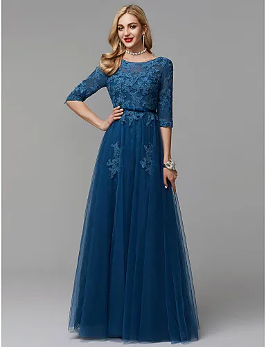 Erosebridal с коротким рукавом длинное строгое платье вечернее платье с шнуровкой сзади кружевное длинное вечернее платье вечерние платья для женщин - Цвет: Тёмно-синий