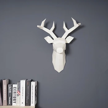 

HOME DECORATION ACCESSORIES DIY PAPER HANDWORK 60X45X32CM VINTAGE ANTELOPE HEAD ABSTRACT ROOM WALL DECOR DEER HEAD STATUES