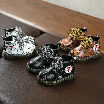 

New Autumn Boys Martin Boots New Fashion Brand Kids Leather Shoes Girls Soft Casual Boots Children Shoes Size 21-30