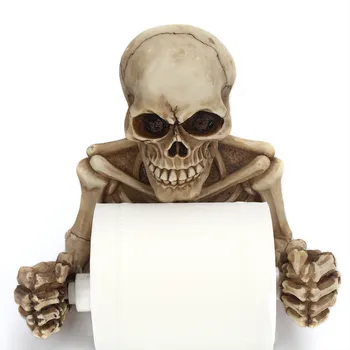 

Skull Toilet Paper Holder Wall Mount Tissue Box Paper Roll Holder 3D Sanitary Paper Storage Bar Paper Bathroom Storage Organizer
