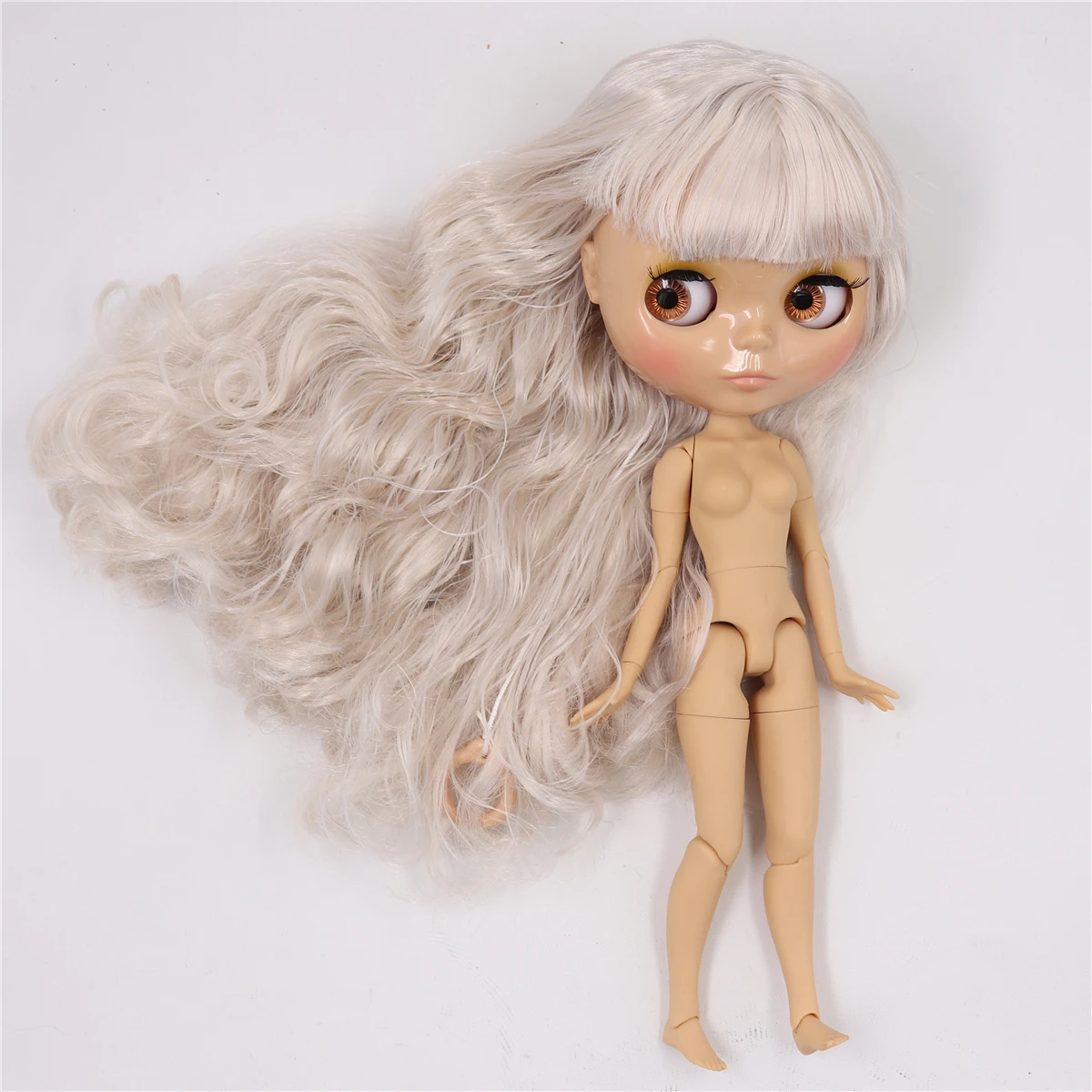 Neo Blythe Doll with Purple Hair, Tan Skin, Shiny Cute Face & Custom Jointed Body 1