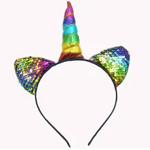 Вечерние повязки для волос с блестками и кошачьими ушками и единорогом; стиль; повязка на голову на Хэллоуин; Детский головной убор; повязка для волос