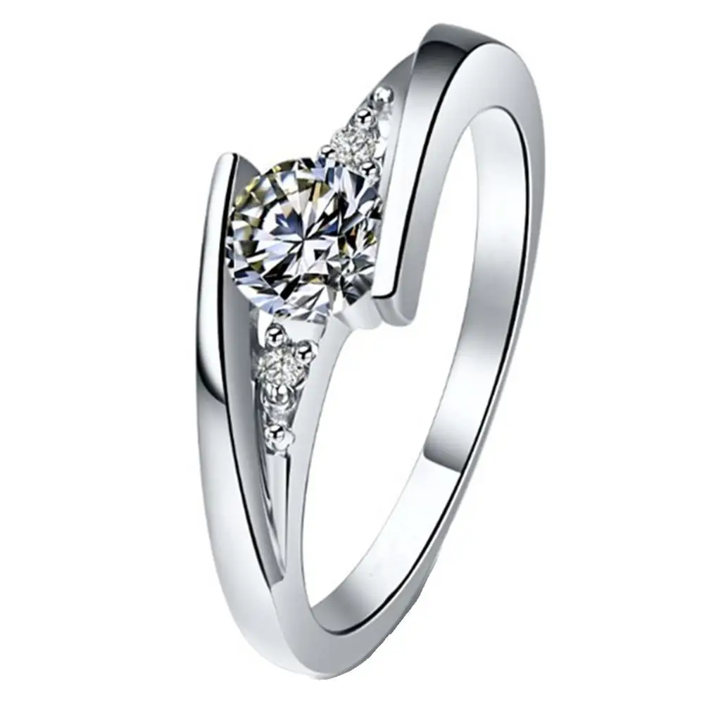 

Test Positive Ring Twist Star Solid 14K White Gold 0.5Ct Moissanite Diamond Ring Engagement for Women Round Anniversary Ring