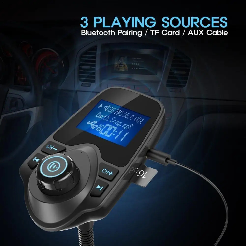 

1PC T10 Car Bluetooth hands-free MP3 Music player FM transmitter Charger FM USB Auto transmitter Dual Q2T0