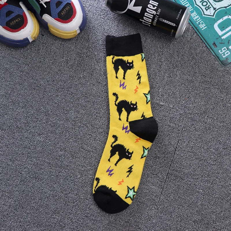 6 пар/лот, удобные носки для мальчиков в стиле хип-хоп, уличная одежда, носки для счастливых мужчин, стильные хлопковые носки унисекс с забавным рисунком «летучая мышь», «человеческие кости» - Цвет: 6 pairs 10