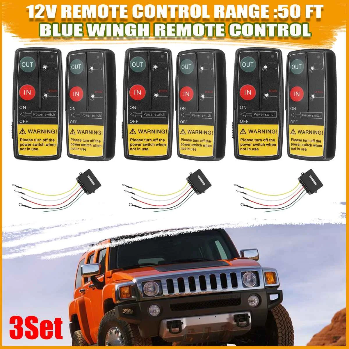 

3 Set Car 12V Digital Wireless Winches Remote Control Recovery Kit For Jeep SUV