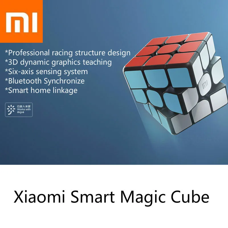 

Xiaomi Smart Magic Cube Work with Mijia APP Xiomi Smart Rubik's Cube Timing Bluetooth Connect Racing Structure For Kids Gifts
