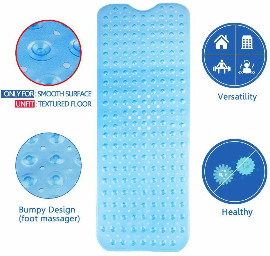 Anti-Slip PVC Shower Mat Bathroom Accessories Set 100x40cm 2Pcs For Kids