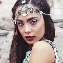 Цыганская Турецкая богемная цепочка на голову индийские ювелирные украшения для волос Племенной лоб танцы свадебные аксессуары для волос Бохо резинка на голову