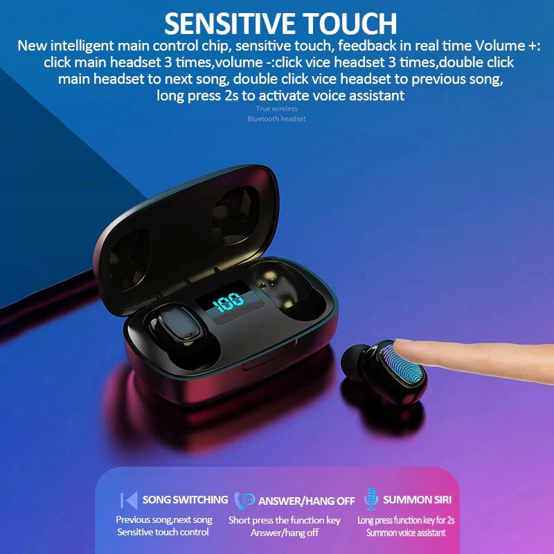 kowkaka TWS T10 Bluetooth Earphone Sport Headset Wireless Earbud Blutooth 5 0 IPX7 Waterproof with LED Display For IPhone Xiaomi