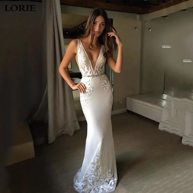 Свадебное платье с юбкой-годе LORIE кружевное невесты V-образным вырезом и