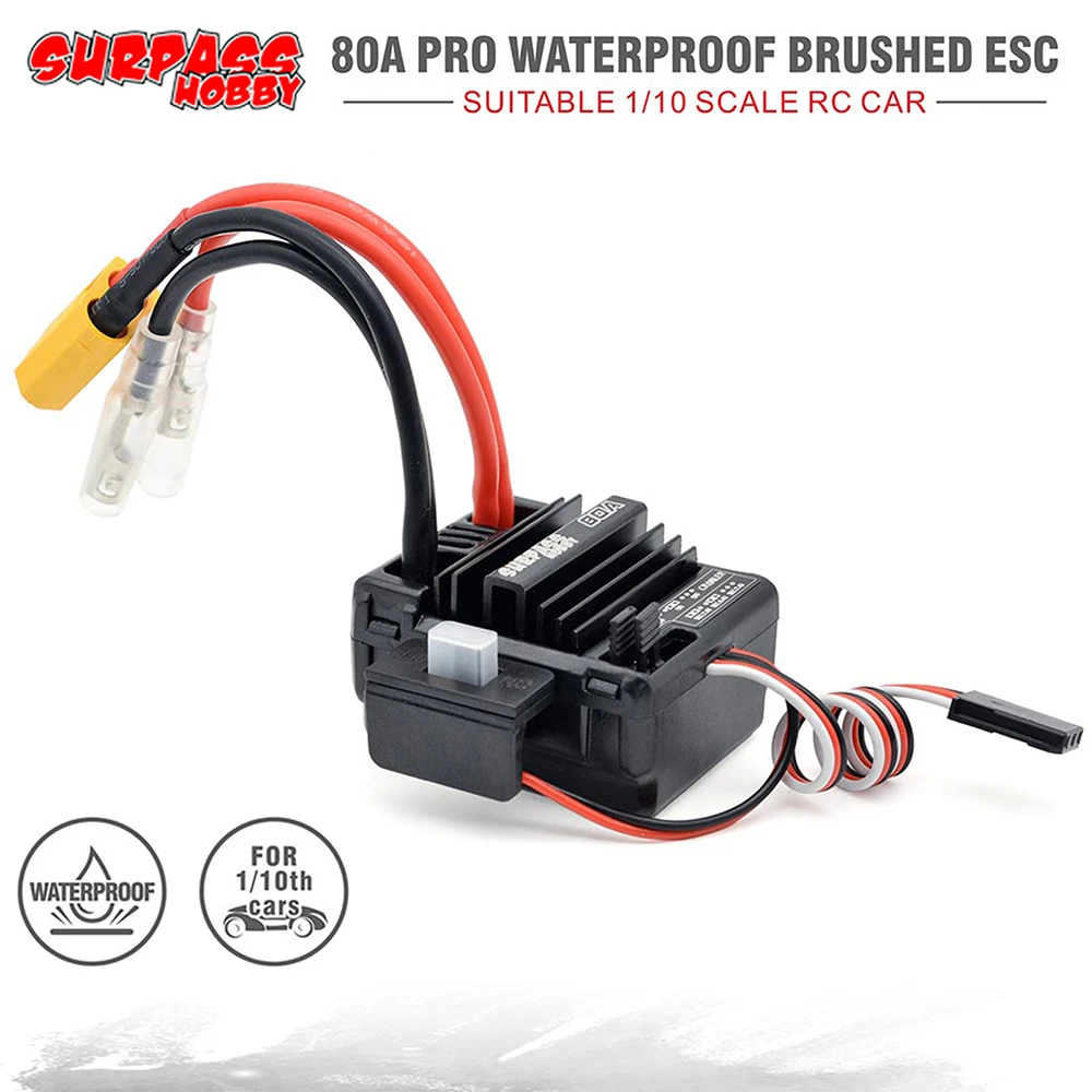 

SURPASSHOBBY 80A почищенный ESC для RC 3-слотовый 550 двигатель для 1/10 1/12 RC автомобиль Wltoys 144001 124019