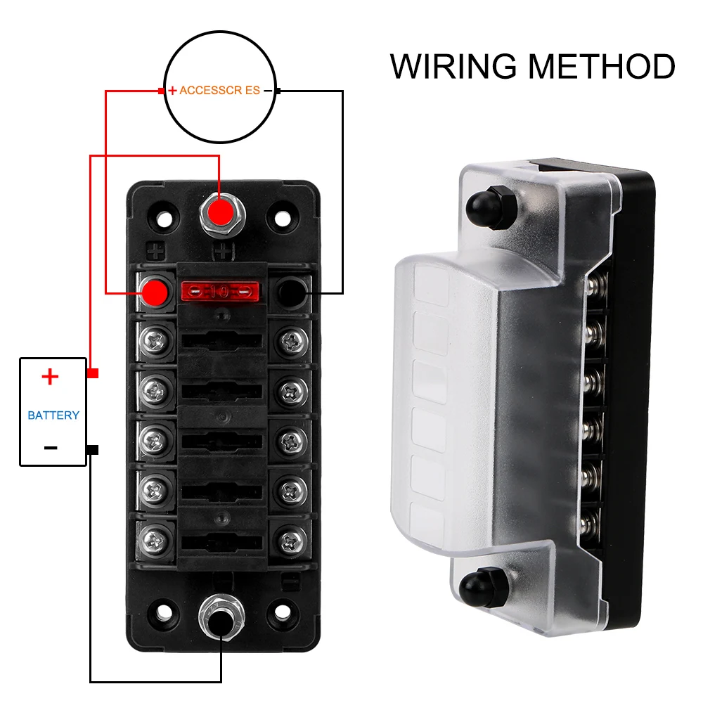 Fuse Holder Car Fuses Kit Fuse Box Holder Fuse Box Circuit Adapters and Fuse Set Fuse Box Holder 6 Ways 12 Ways Blade Fuse Block With Double Fuses For Auto Car Marine Trike Flame Retardant 32V 75A