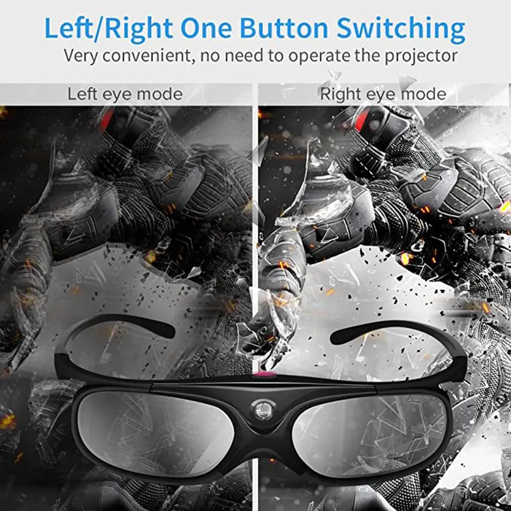 DLP Link 3D Glasses Active Shutter Eyewear Rechargeable Glasses Circular Glasses For DLP 3D Projectors