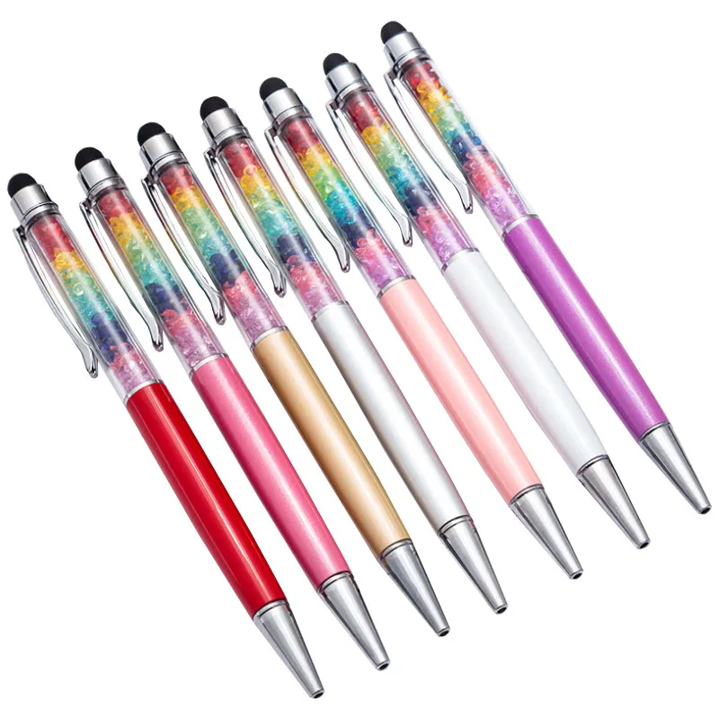 

1pc Creative Crystal Pen Diamond Ballpoint Pens Stationery Ballpen Stylus Pen Touch Pen 13 Colors Oily Black Refill Stationery