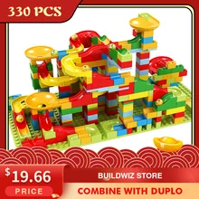 330 adet mermer yarış çalıştırmak küçük blok labirent top parça yapı taşları huni slayt blokları DIY montaj tuğla oyuncak çocuk hediye