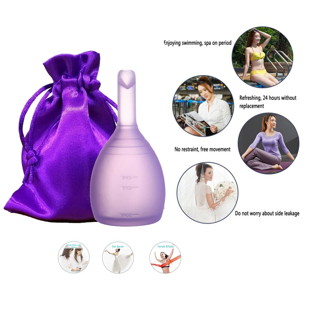 

Feminine Hygiene Menstrual Cup Valve Reusable 100% Medical Grade Silicone Lady Menstruation Discharge Valve Menstrual Cup eco