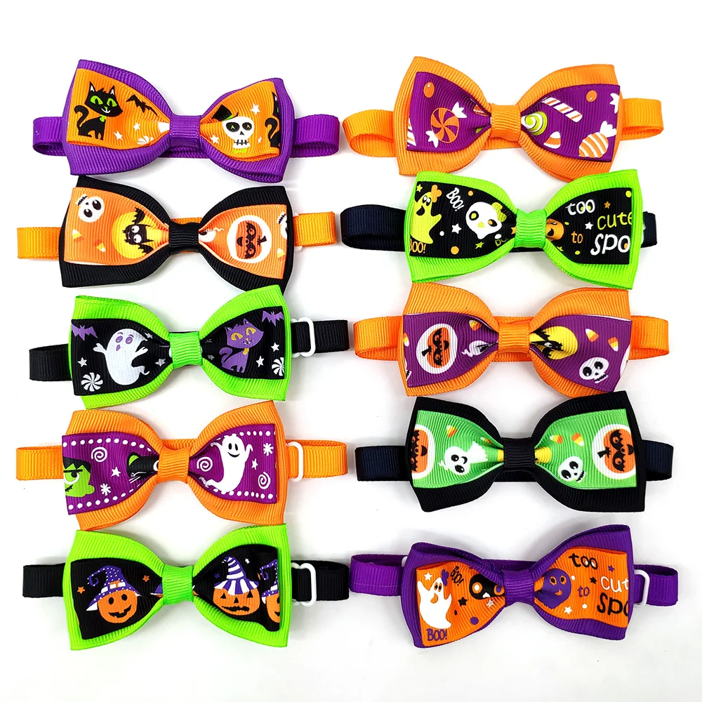 20/50 Pcs Pet Accessories Halloween Design Puppy Dog Cat Bow Tie Adjustable Collar For Small Medium | Дом и сад