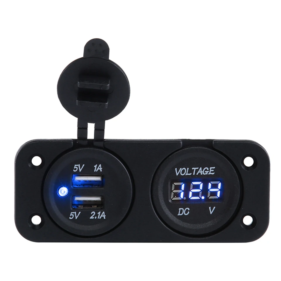 

Mounting Universal ABS Double USB Charger Cigar Socket with Dot Led