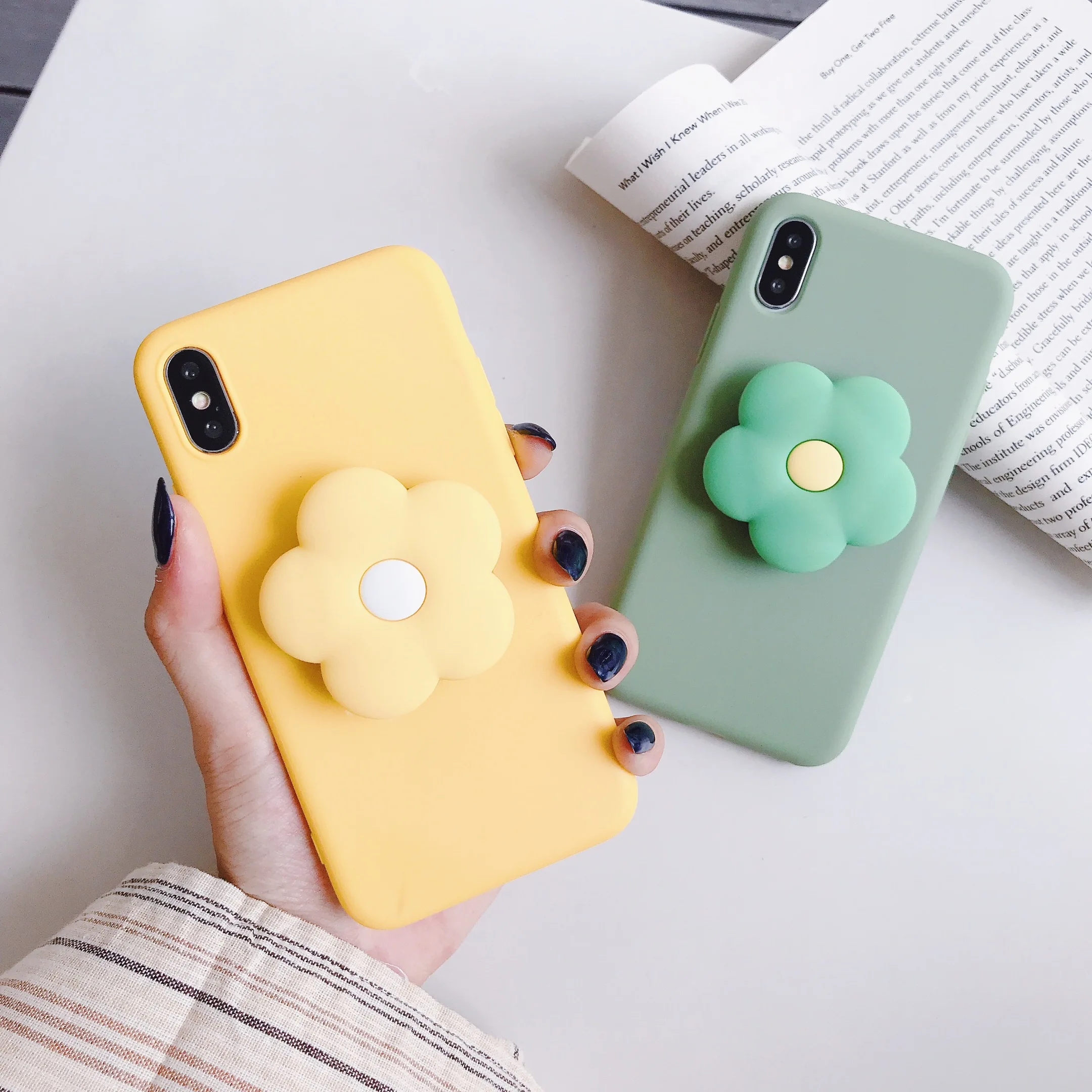 Мягкий чехол для iPhone X XR XS 11 Pro Max 6 7 8 plus с милым цветком, чехол-держатель для samsung S8 S9 S10 A50 Note 8 9 10
