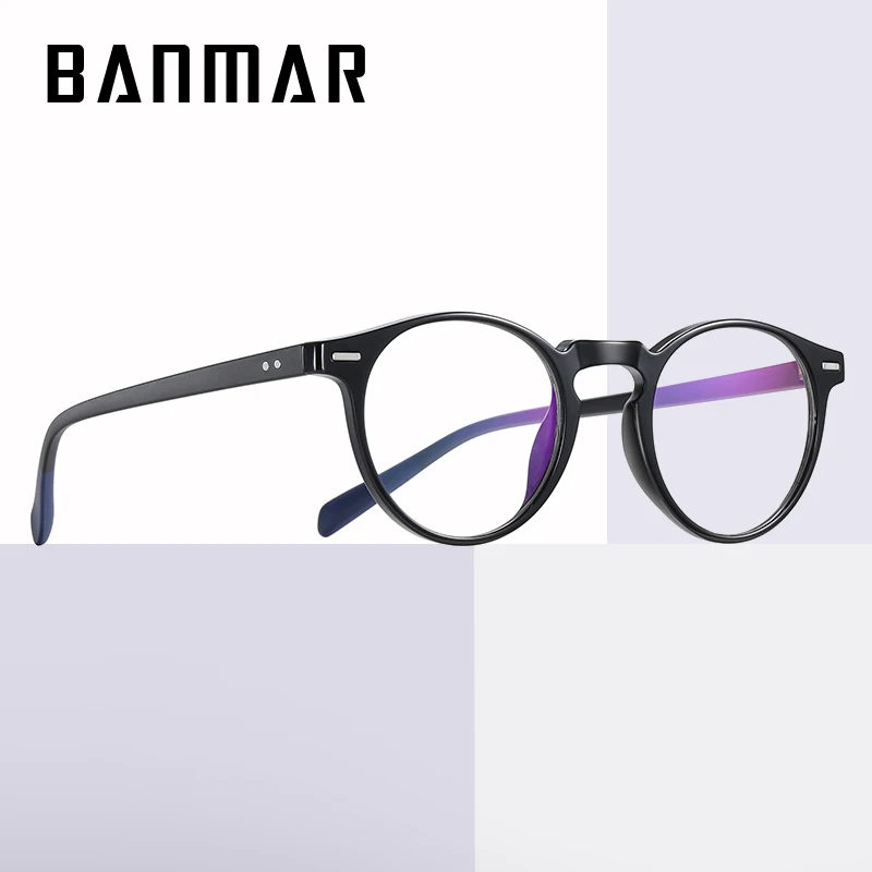 

BANMAR Fashion Round Blue Light Blocking Glasses Men Women Ultra Light TR90 Anti Blue Ray Computer Glasses Male UV400