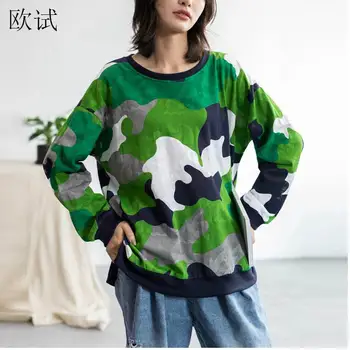 

Plus Size Camouflage Cotton Hoodies Sweatshirt Women 2019 Autumn Streetwear Loose Ladies Hoodie Sweatshirts Tops Sudadera Mujer