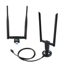 USB WiFi адаптер двухдиапазонный 2,4 ГГц/5,8 ГГц 1200 Мбит/с антенна с высоким коэффициентом усиления USB 3,0 беспроводной сетевой адаптер USB WiFi адаптер двухдиапазонный