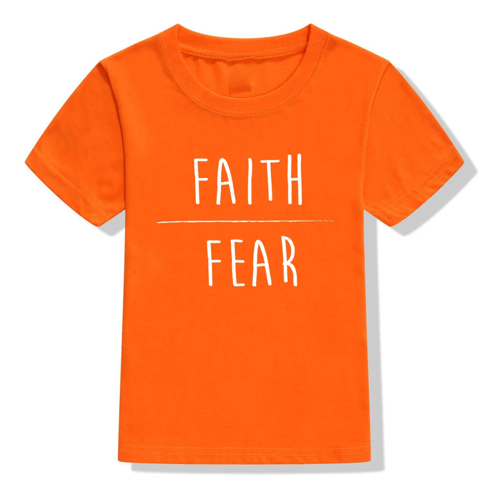 Faith Over Fear Детская рубашка детский Кристиан рубашка вера рубашки дети христианской Детские футболки для девочек и мальчиков Кристиан футболки - Цвет: 53L2-KSTOG-
