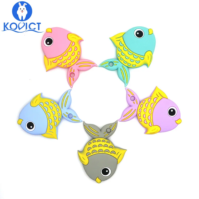 Kovict fish, детский силиконовый Прорезыватель для зубов, грызунов, BPA, без еды, силиконовый Прорезыватель для зубов, пустышка для кормления, силиконовые бусины