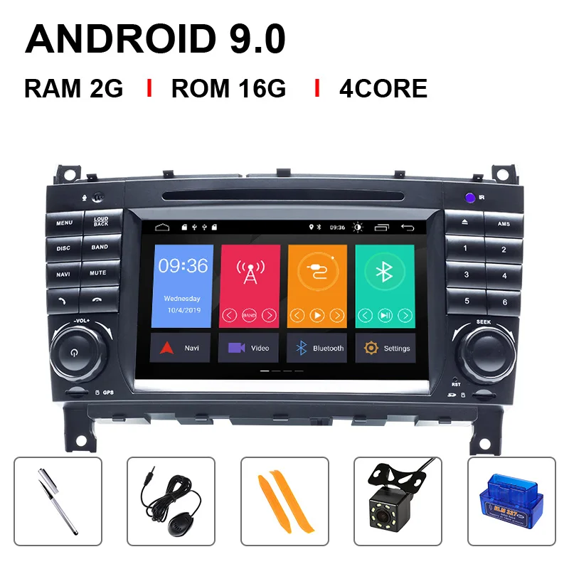 4 Core 16ROM OBD Cam IPSDSP 4G 64G 2 Din Android 9,0 gps Авторадио автомобильный мультимедийный плеер для Mercedes/Benz/Sprinter/W203/W209/A180/Viano Vito/a-класс - Цвет: 4 Core 16ROM OBD Cam