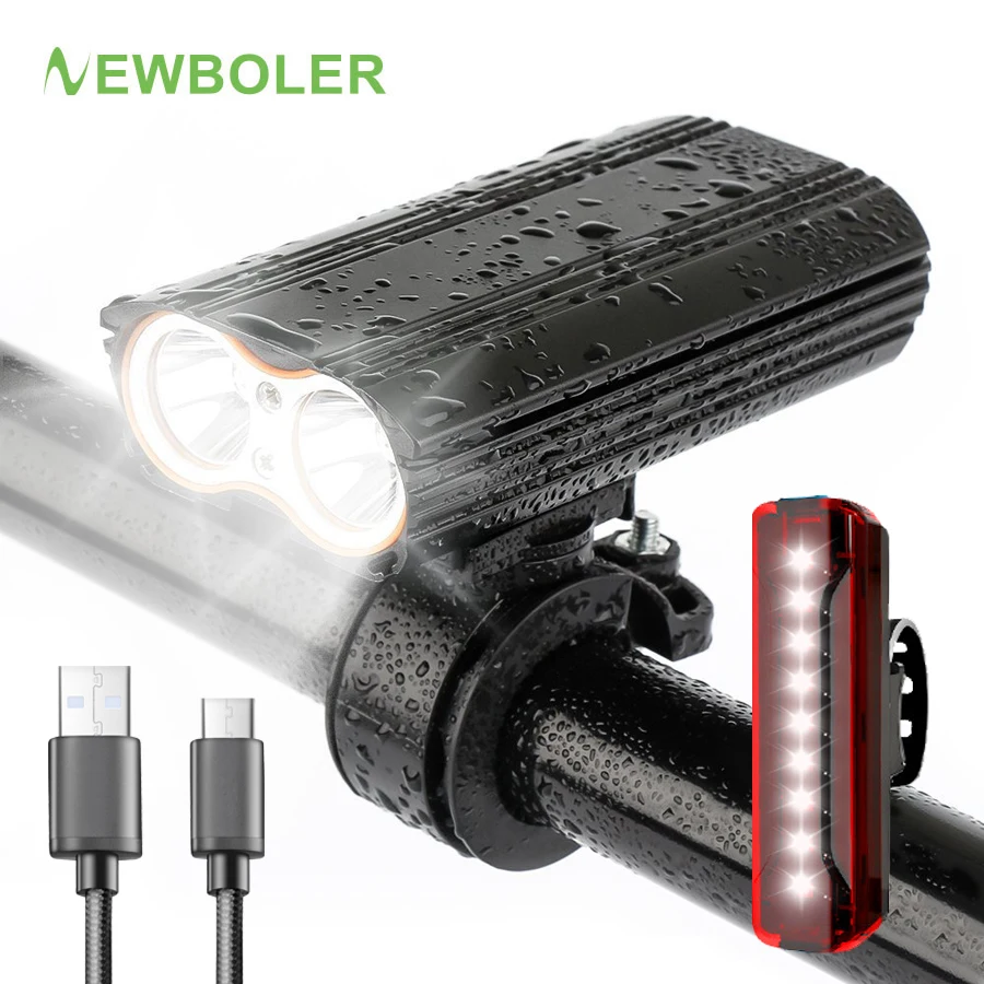 NEWBOLER 2400 Lumen Bike Light Kit 5200mAh USB Rechargeable 18650
