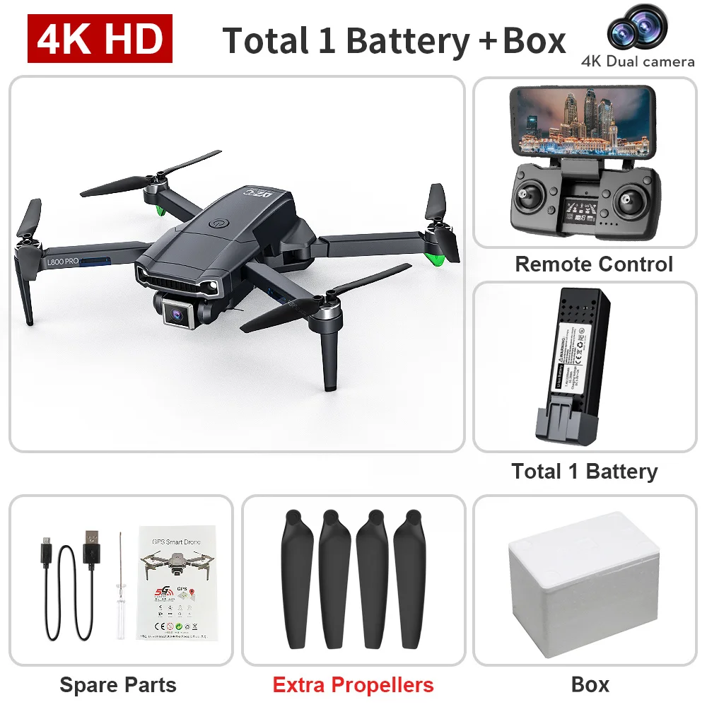 TYRC L800Pro RC Drone GPS 4k Professional HD Dual Camera Brushless Aerial Photography Wifi Foldable Quadcopter 1.2 KM Distance remote quadcopter RC Quadcopter