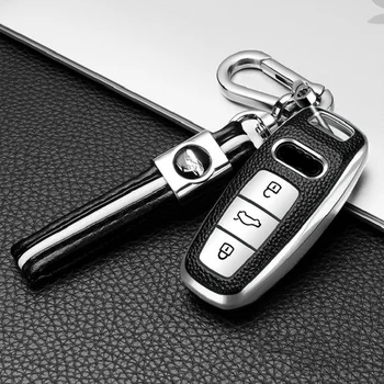 

Colorful TPU+Leather Car Key Cover Case For Audi A6 A6L A7 A8 Q8 E-tron C8 D5 2018 2019 2020 Auto Key Holder Shell Accessories