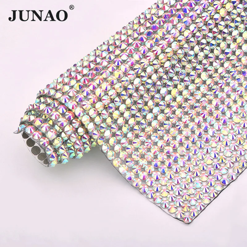 JUNAO Хрустальное стекло 24*40 см SS20 стразы для горячей фиксации сетчатая отделка