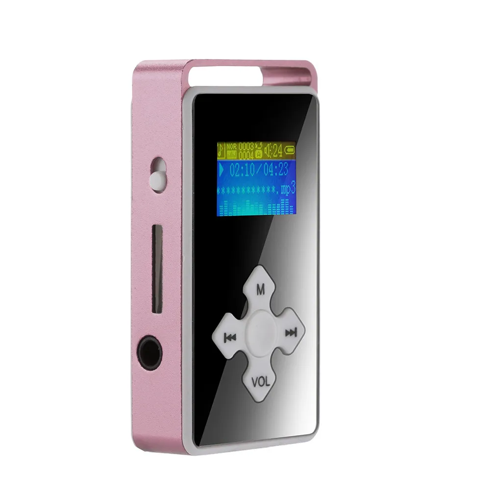 Простой, деликатный и Модный USB цифровой MP3-плеер ЖК-экран Поддержка Micro SD TF карта 32G зеркальная Музыка Медиа 0930 - Цвет: Розовый