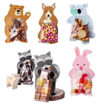 

10pcs/lot Cute Animal Bear Rabbit Candy Bags Cookie Bags Gift Bags Greeting Cards Baby Shower Birthday Party Candy Box
