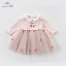Dave bella/DBM12757 весеннее платье принцессы для маленьких девочек, милый свитер с сеточкой детское модное праздничное платье детская одежда в стиле «лолита»