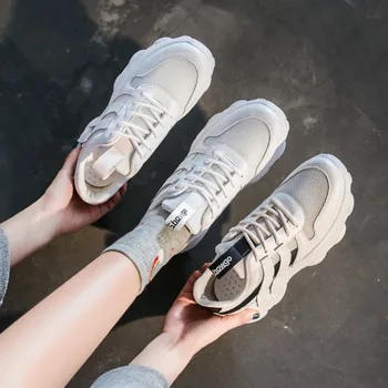 

Spring Autumn Fashion Female Sports Shoes Wild Running Shoes Breathable Jogging Shoes Heighten Sneakers Zapatillas Mujer E15-18