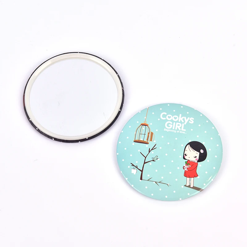 1Pcs New Fashion Cute Girl Pattern Mirror Portable Round Mirror Mini Makeup Mirror Gift