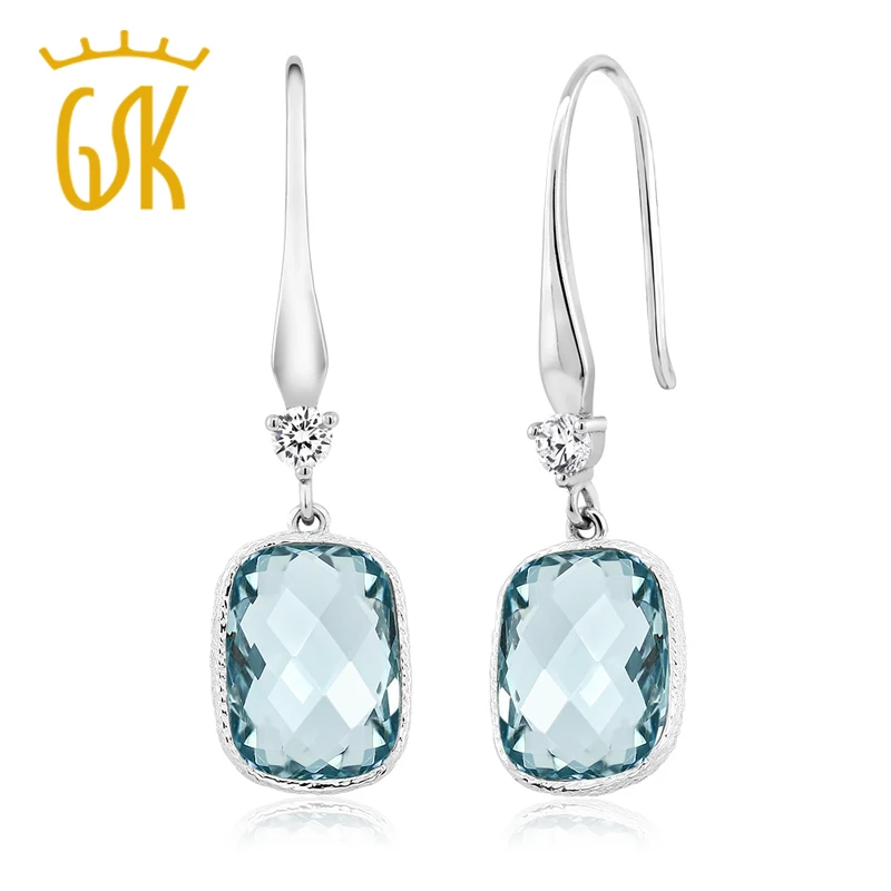 GemStoneKing Твердые 925 Strerling серебряные висячие серьги рождественские подарочные