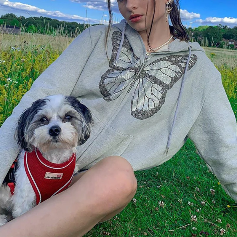 long grey zip up hoodie