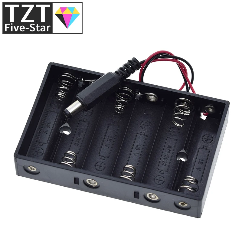 1/3 Stück Batteriehalter für 6 AA-Batterien, Aufbewahrungsbox mit DC2.1-Stromanschluss für Arduino – Detail 3