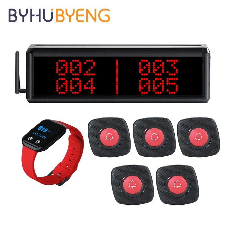 Беспроводной приемник BYHUBYENG музыкальный звонок для ресторана или официанта часы
