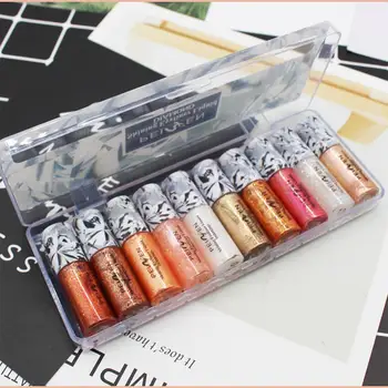 

10 Colors Shiny Diamond Eyeshadow Liquid Eyeliner Set Jelly Luminous Liquid Eye Pigment Makeup Glitter Cosmetics -