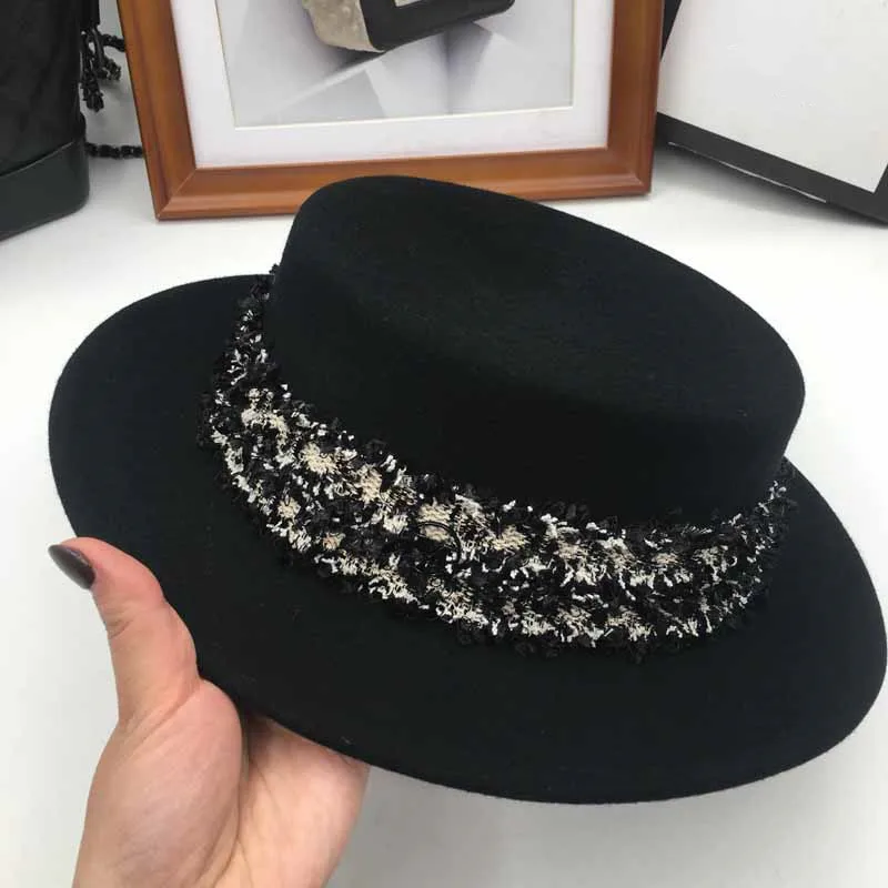 Европейская и американская новая шерстяная верхняя плоская карнизная шляпа, ретро шляпа, индивидуальная модная английская Кепка