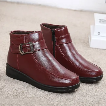 

Leather Women Boots Flat Booties Soft Cowhide Women's Shoes Front Zip Ankle Boots zapatos mujer Large Size hmn9