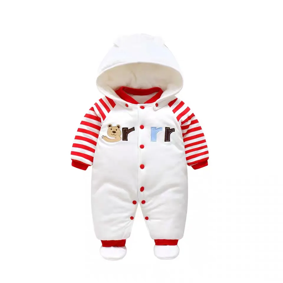 Белый Winter Baby Romper For Newborn Girls Warm Thick Toddler Baby Jumpsuit Overalls Cute Baby Boy Rompers Infant Clothing 3-12M - Цвет: Белый