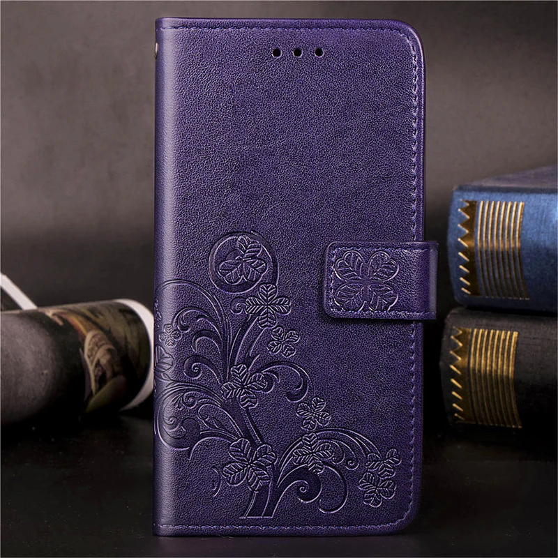 Флип-чехол-кошелек для Xiaomi Redmi 8A, кожаный чехол s для Redmi Note 8, мягкий силиконовый чехол с четырехлистным клевером для Redmi Note 8 Pro, чехол - Цвет: Фиолетовый