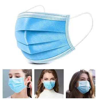 

50PCS Disposable Face Masks 3 Layer Filter Anti-Pollution Non Woven Elastic Earloop Face Respirator Mask For Men Women New TSLM1